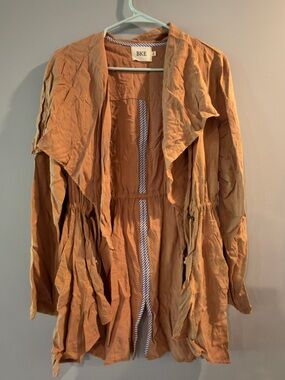 BKE Burnt Orange Open-Front Drawstring Trench
